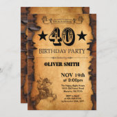 40. Western Geburtstag Einladung (Vorne/Hinten)