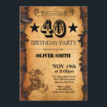 40. Western Geburtstag Einladung<br><div class="desc">40. Western Geburtstag Einladung. Cowboy Horse Wild West Thema Geburtstagsparty. Rustikales Holzland.
Für weitere Anpassungen klicken Sie bitte auf die Schaltfläche "Anpassen" und verwenden Sie unser Designwerkzeug,  um diese Vorlage zu ändern.</div>