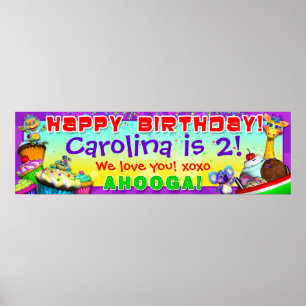 40"x12" GiggleBellies Cupcakes B-Day Banner Poster
