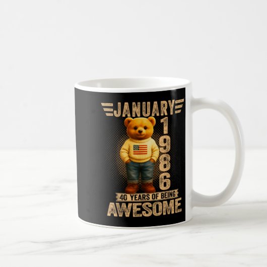 40 Year Old January 1986 Teddy Bear 40th Birthday Kaffeetasse (Rechts)