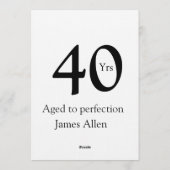 40 years aged to perfection birthday name simple  einladung (Rückseite)