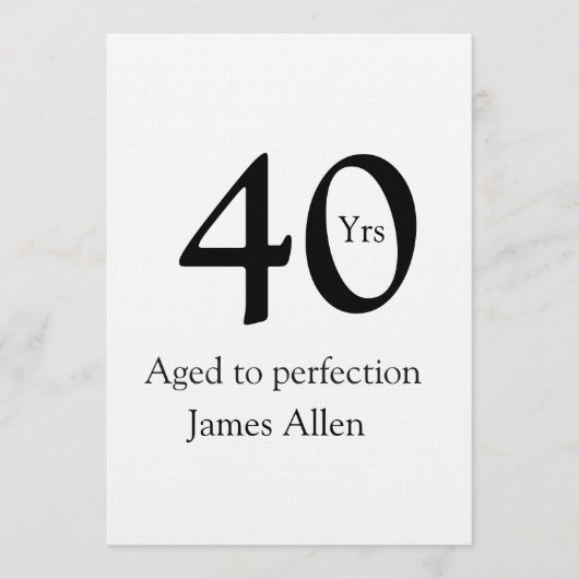 40 years aged to perfection birthday name simple  einladung (Vorderseite)