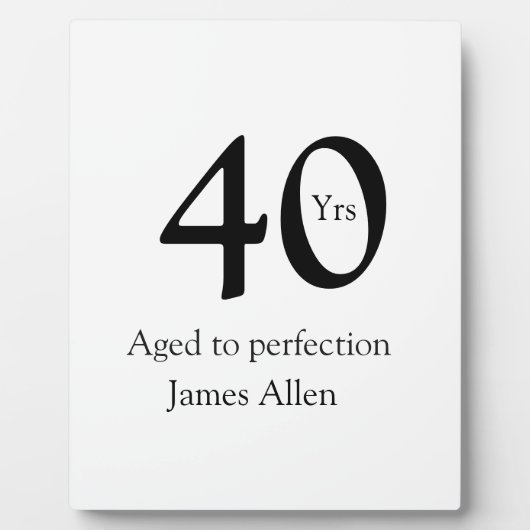 40 years aged to perfection birthday name simple fotoplatte (Vorderseite)
