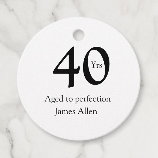 40 years aged to perfection birthday name simple geschenkanhänger (Vorderseite)