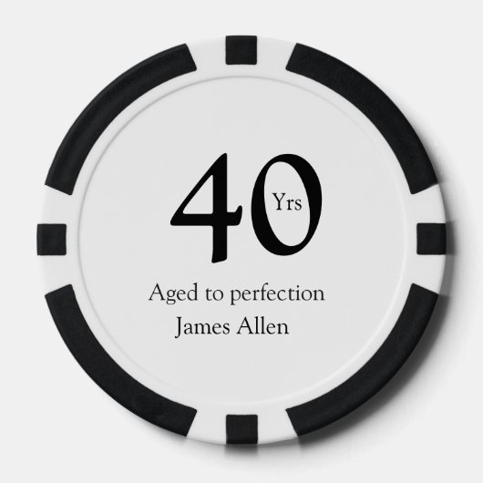 40 years aged to perfection birthday name simple pokerchips (Vorderseite)