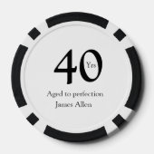 40 years aged to perfection birthday name simple  pokerchips (Rückseite)