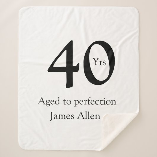 40 years aged to perfection birthday name simple sherpadecke (Vorderseite)