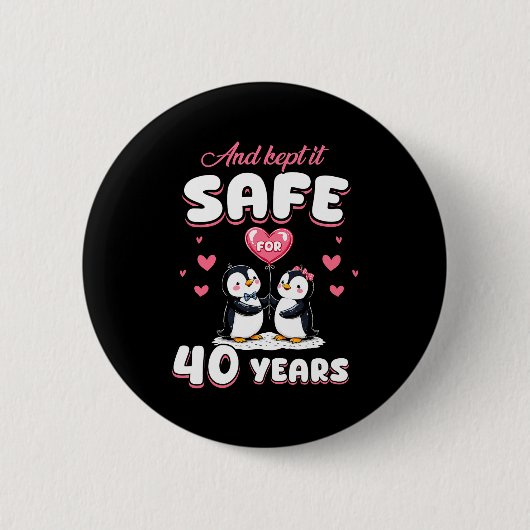 40 Years Wedding Anniversary Penguin Couples Match Button (Vorderseite)