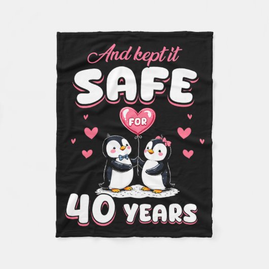 40 Years Wedding Anniversary Penguin Couples Match Fleecedecke (Vorderseite)