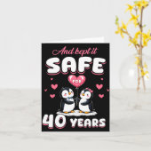 40 Years Wedding Anniversary Penguin Couples Match Karte (Gelbe Blume)