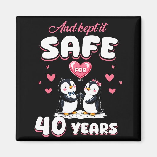40 Years Wedding Anniversary Penguin Couples Match Magnet (Vorne)