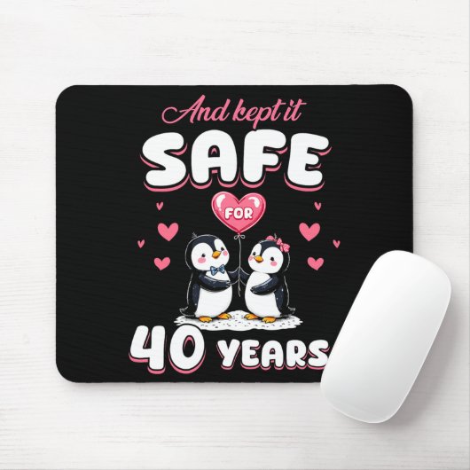 40 Years Wedding Anniversary Penguin Couples Match Mousepad (Mit Mouse)