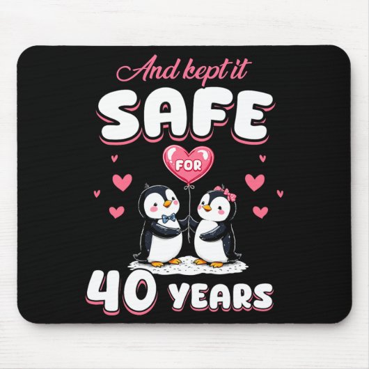 40 Years Wedding Anniversary Penguin Couples Match Mousepad (Vorne)
