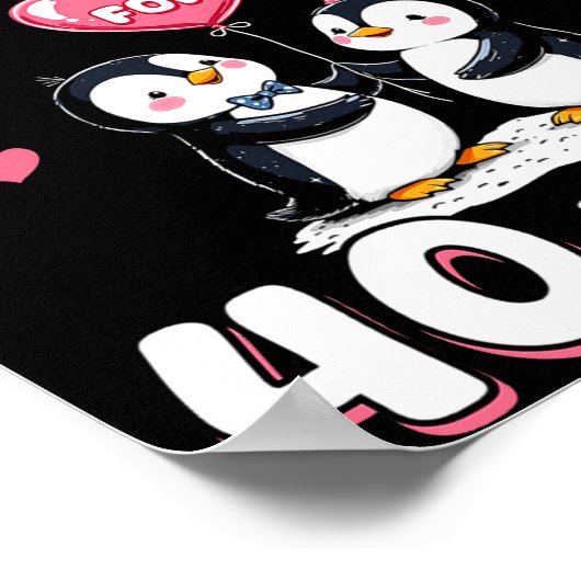 40 Years Wedding Anniversary Penguin Couples Match Poster (Ecke)