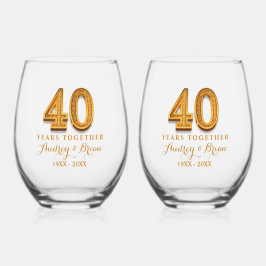 40th Anniversary Personalized Weinglas Ohne Stiel