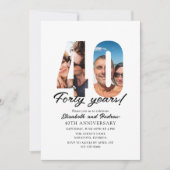 40th Anniversary with Photo Minimalist Einladung (Vorderseite)