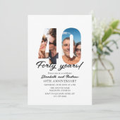 40th Anniversary with Photo Minimalist Einladung (Stehend Vorderseite)