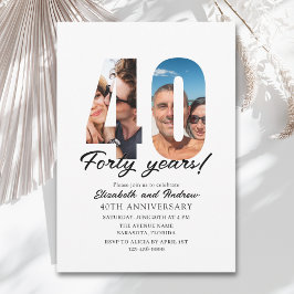 40th Anniversary with Photo Minimalist Einladung