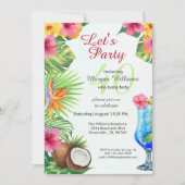 40th Bday Tropical Summer Dine & Cocktail Party Einladung (Vorderseite)