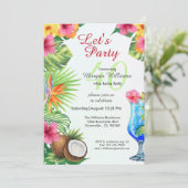 40th Bday Tropical Summer Dine & Cocktail Party Einladung (Stehend Vorderseite)