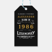 40th Birthday 1986 Add Name Legend Black Gold Geschenkanhänger (Vorderseite)