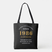 40th Birthday 1986 Black Gold For Her Personalized Tasche (Rückseite)