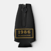40th Birthday 1986 Name Legend Chic Black Gold Flaschenkühler (Rückseite)