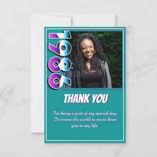 40th Birthday 1986 Retro Checkered Vintage Photo Dankeskarte