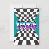 40th Birthday 1986 Retro Checkered Vintage Photo Dankeskarte (Rückseite)