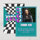 40th Birthday 1986 Retro Checkered Vintage Photo Dankeskarte (Vorne/Hinten)