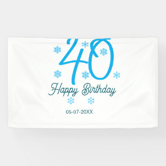 40th birthday add name date year blue template banner