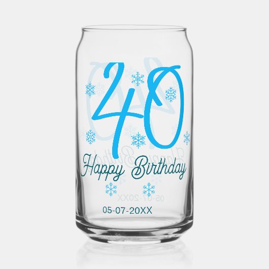 40th birthday add name date year blue template dosenglas (Vorderseite)