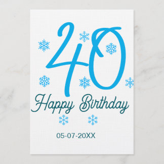 40th birthday add name date year blue template einladung