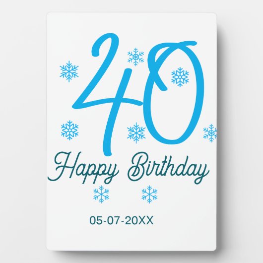 40th birthday add name date year blue template fotoplatte (Vorderseite)