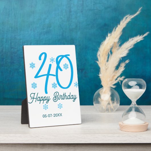 40th birthday add name date year blue template fotoplatte (Seite)