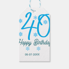 40th birthday add name date year blue template geschenkanhänger