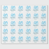 40th birthday add name date year blue template geschenkpapier (Flach)