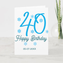 40th birthday add name date year blue template karte
