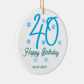 40th birthday add name date year blue template keramik ornament (Rechts)