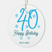 40th birthday add name date year blue template keramik ornament (Links)