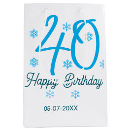 40th birthday add name date year blue template mittlere geschenktüte
