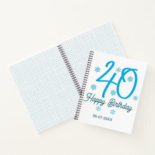 40th birthday add name date year blue template notizblock (Innenseite)