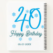 40th birthday add name date year blue template notizblock (Rückseite)