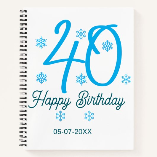40th birthday add name date year blue template notizblock (Vorderseite)