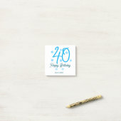 40th birthday add name date year blue template post-it klebezettel (Auf Schreibtisch)