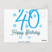 40th birthday add name date year blue template postkarte (Rückseite)