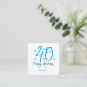 40th birthday add name date year blue template quadratische visitenkarte (Stehend Vorderseite)