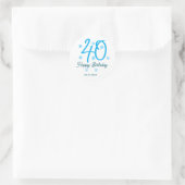 40th birthday add name date year blue template runder aufkleber (Tasche)