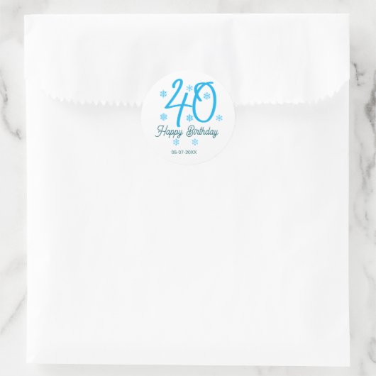 40th birthday add name date year blue template runder aufkleber (Tasche)