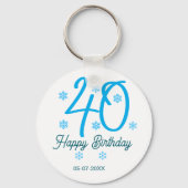 40th birthday add name date year blue template schlüsselanhänger (Rückseite)